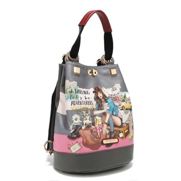 NICOLE LEE MULTIFUNCTIONAL BUCKET BAG BACKPACK - Picture 6 of 6